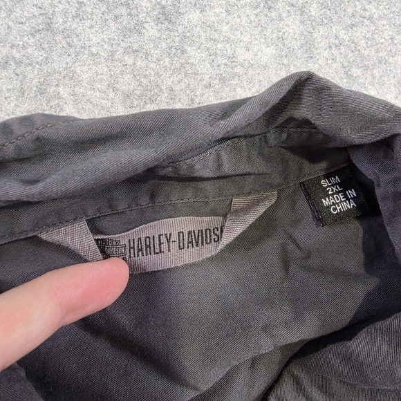 Harley-Davidson HDMC Loud & Proud Shirt Mens 2XL Gray Mechanic Button Up - Picture 6 of 10